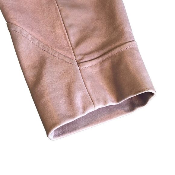 Maxima Wilsons Women's Very Light Pastel Pink Button Up Leather Jacket Large - Picture 4 of 11